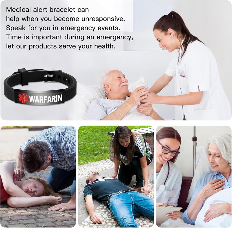 UNICGIFT Medical Alert Bracelet Dual-Sided Custom Engraved ID Identification Personalized Wristband for Women Adjustable Band Security Clasp - Image 5